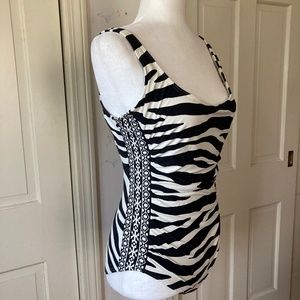 Carmen Marc Valvo Black Creamy Tank Bathing Suit